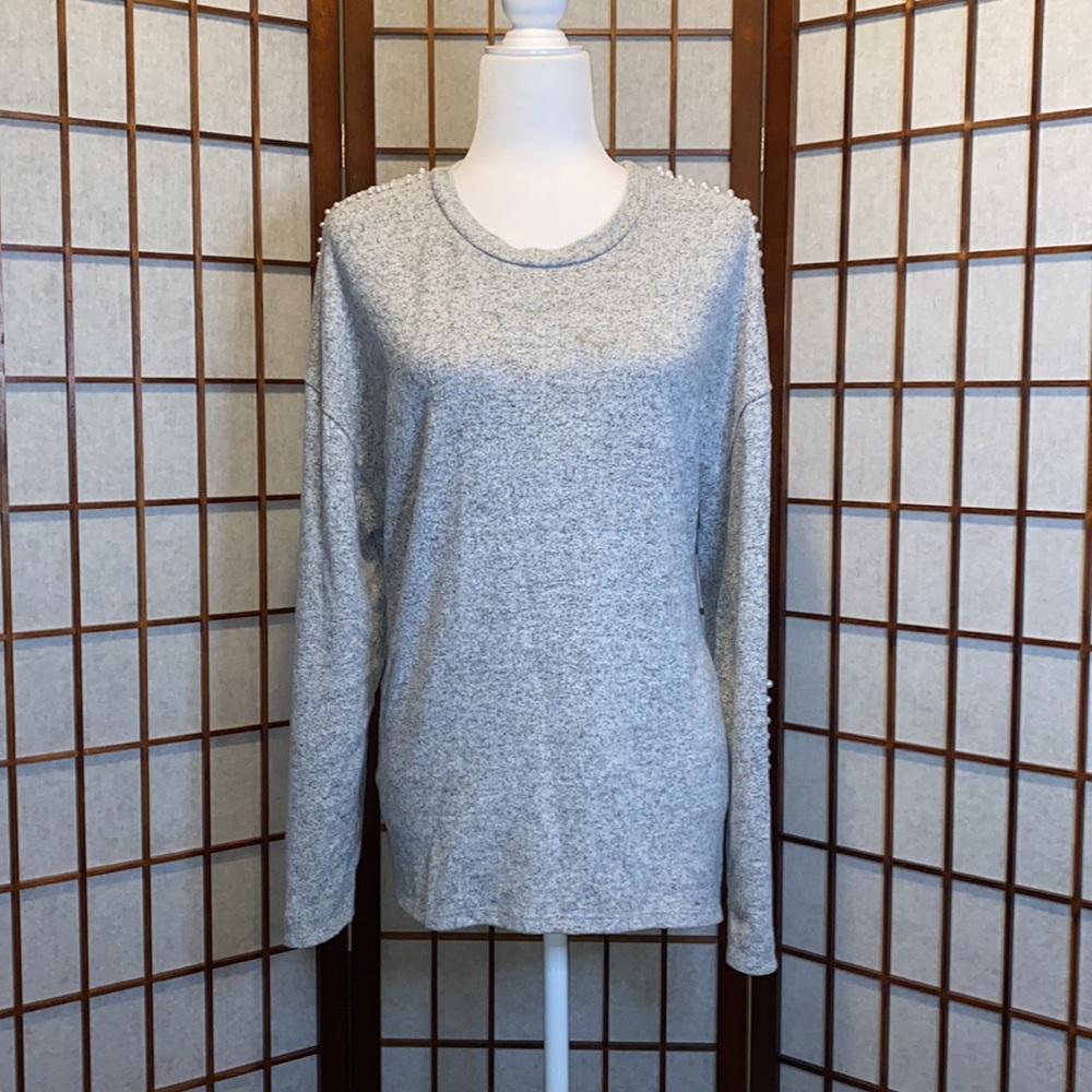 H&M Pearl Sleeve Gray Sweater XL